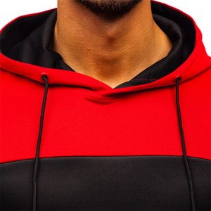 Men’s Pullover Hoodies Casual Color Block Hooded Sweatshirt with Pockets