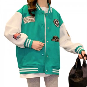 Factory Custom Design Baseball Jacket Long Sleeves Unisex Sport Wear Sweatshirt Varsity Jacket