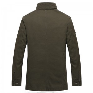 Men’s Cotton Lightweight Multi Pockets Zip Front Stand Collar Military Jackets Windbreaker