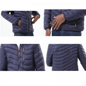 Men’s Lightweight Puffer Jacket Hooded Windproof Winter Coat with Recycled Insulation