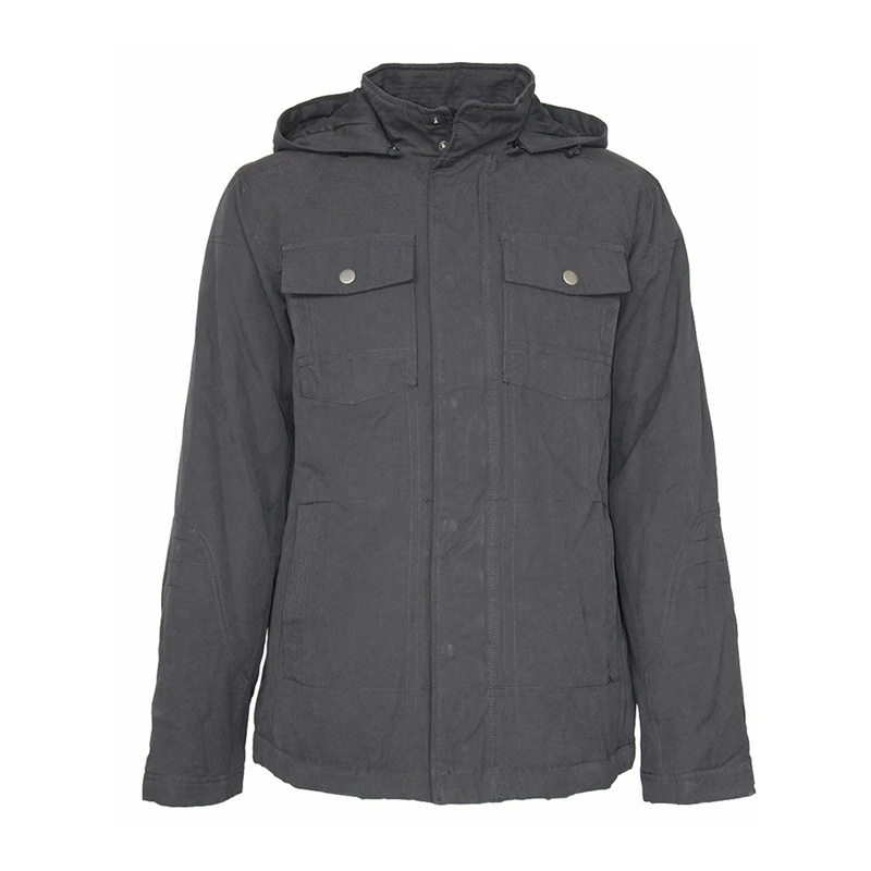 Men's Snap Button Detachable Hood Utility Jacket01