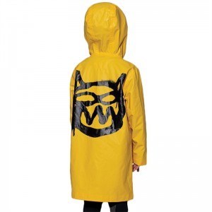 Rain Ponchos for Kids Reusable, PU Raincoats for Boys Girls with Drawstring Hood and Sleeves, Waterproof Rain Coats Perfect for Camping, Hiking & Travel Outdoor Accessories