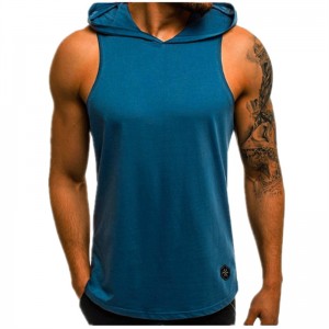 Men’s Workout Hooded Tank Tops Bodybuilding Muscle Cut Off T Shirt Sleeveless Gym Hoodies