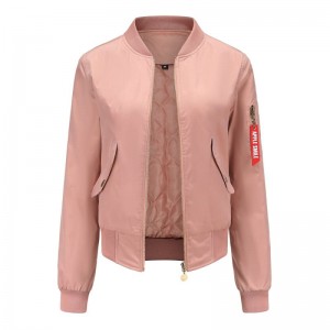 Women’s Bomber Jacket Casual Zip Up Outerwear Coat with Pockets
