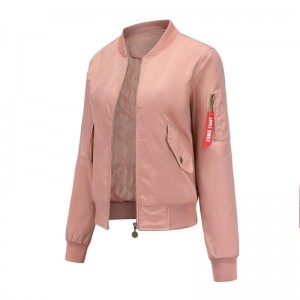 Women’s Bomber Jacket Casual Zip Up Outerwear Coat with Pockets