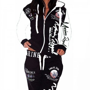 Womens Full Zip-Up Hoodie Tracksuit Set Long Sleeve 2 Piece Outfits with Pockets