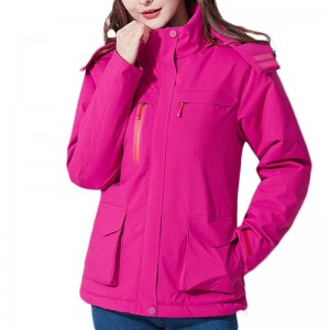 Women’s Heated Jacket with Battery Pack 5V, Windproof Electric Insulated Coat with Detachable Hood Slim Fit