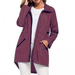 Women’s Long Raincoat with Hood Outdoor Lightweight Windbreaker Rain Jacket Waterproof