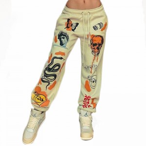 Women’s Printed Jogger Pants Elastic Waist Fashion Graphic Hip-hop Loose Sweatpants with Pockets
