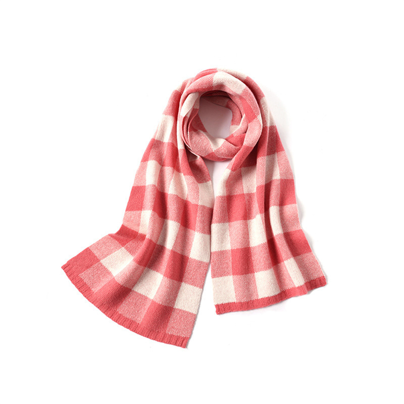 Women's Wool Scarf-Winter Checked Scarves for Wome01