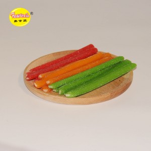 Faurecia sour gummy stick apple flavor double filled coated licorice candy
