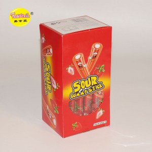 Faurecia sour gummy stick strawberry flavor double filled coated licorice candy
