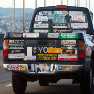 Create bumper stickers that move as you (or your customers) do.