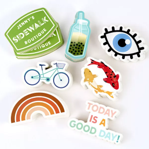Hand out fun sticker singles for laptops, water bottles and more.