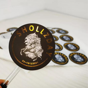 Label stickers made of gilded paper
