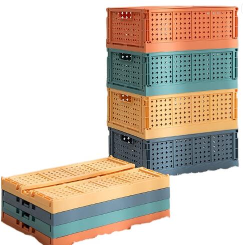 Wholesale Desktop collapsible storage box Pure Color Household folding Plastic Storage Basket