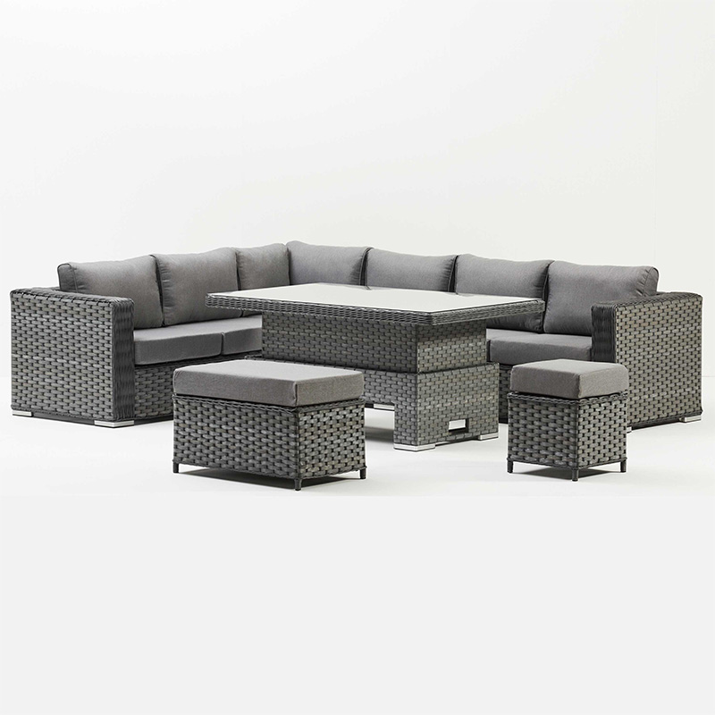 Leisure L shape lounge Sectional 6 Pcs K/D sofa with Rising table outdoor furniture set