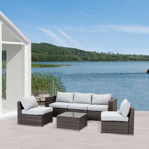 Kaixing Brand Sectional Light Grey  K/D Adjustable combination patio sofa furniture set