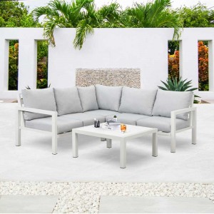 China Wholesale Corner Sofa Garden Furniture Factory –  outdoor K/D white color  inclined sofa backrest aluminum sectional sofa set  – KAIXING