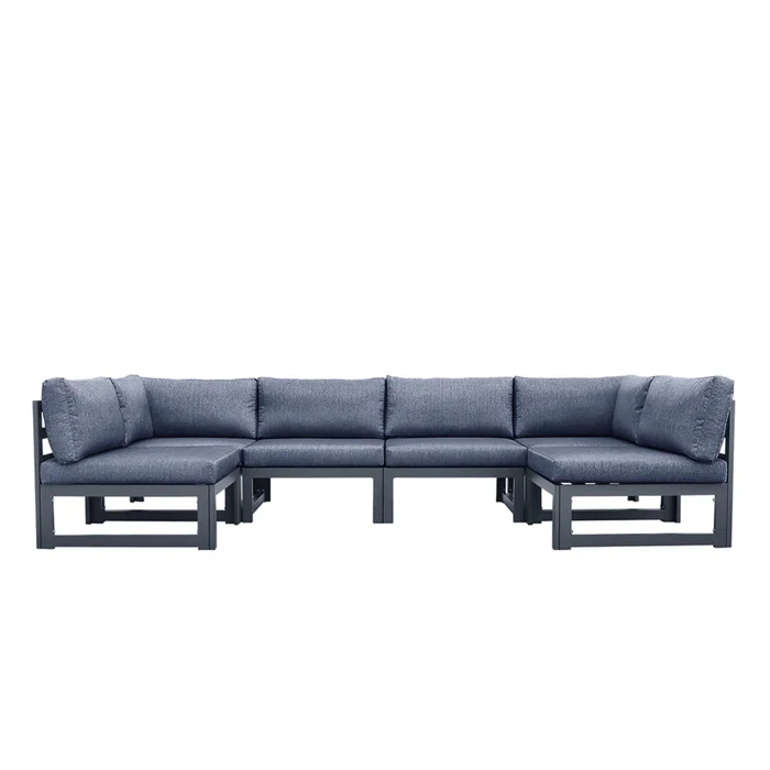 KAIXING Garden Aluminum Material 6 Seater Sectional Sofas with Coffee Table or Firepit Table Outdoor Set