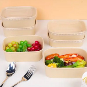 Lunch Take-out Snack Packaging Rectangular Kraft Paper Bowl Boxes