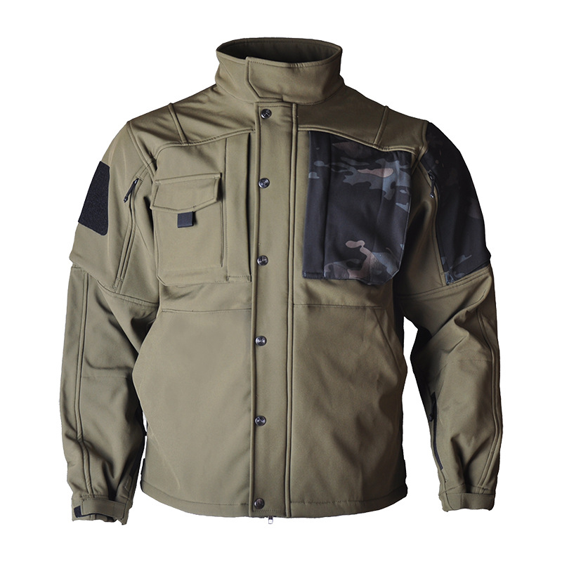 Camo Soft Shell Tactical Jacket With Patch