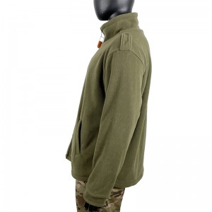 Olive Green And Black Military Double Sided Fleece Jacket