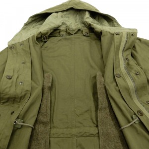 Army Green Military Style M-51 Fishtail Parka With Wool Liner