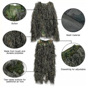 Military Army Ghillie Suit Camo Woodland Camouflage Forest Hunting,a Set (includes 4-piece + Bag)