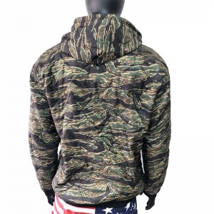 Military Style Green Tiger Stripe Camouflage Woobie Hoodie For Men