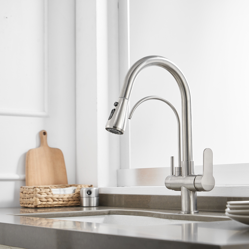 KR-908 pull-out dual outlet kitchen faucet Featured Image