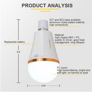 Portable Cordless Charging Emergency Bulb Recharge Bulb Emerg Led Lights With Battery Batteries