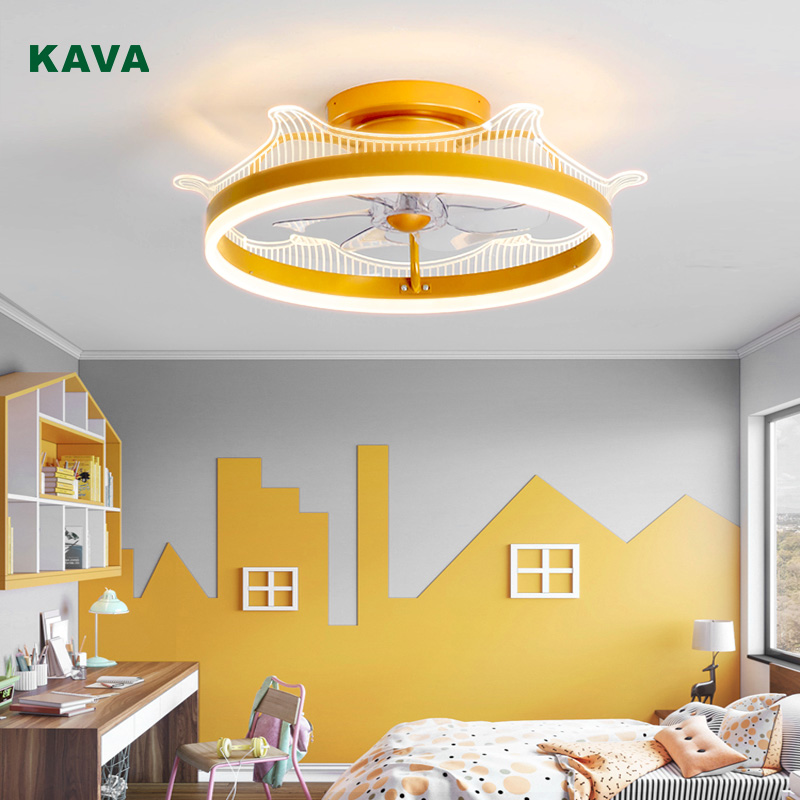 Excellent quality Semi Flush Mount Ceiling Light - Ceiling Fan LED Remote Control 3-Color Lighting Ceiling Light Fan KCF-23-GD – KAVA