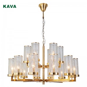 Manufacturer for Staircase Chandelier - European Design Plated Gold Glass Chandelier Pendant Lamp 10517-12+6P – KAVA