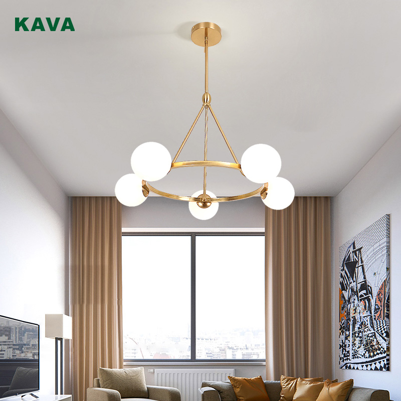 2022 High quality Small Chandeliers - Decorative Hanging White Glass Pendant Chandelier Light 11144-5P – KAVA