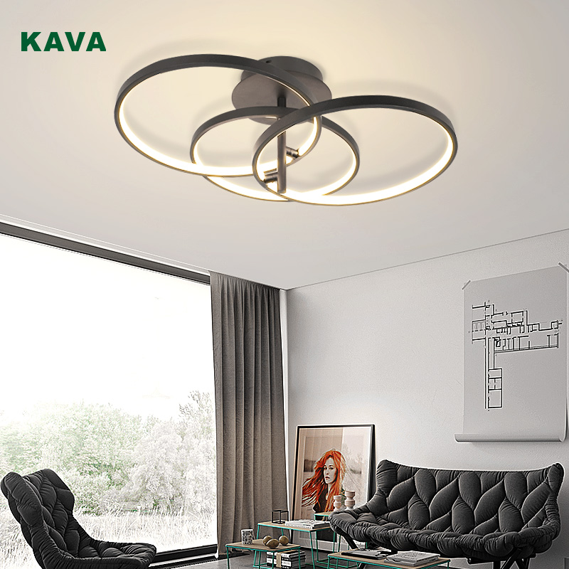 Good quality Round Led Ceiling Light - Black Ring Ceiling Light Dimmable LED Lamp 20324-3C – KAVA