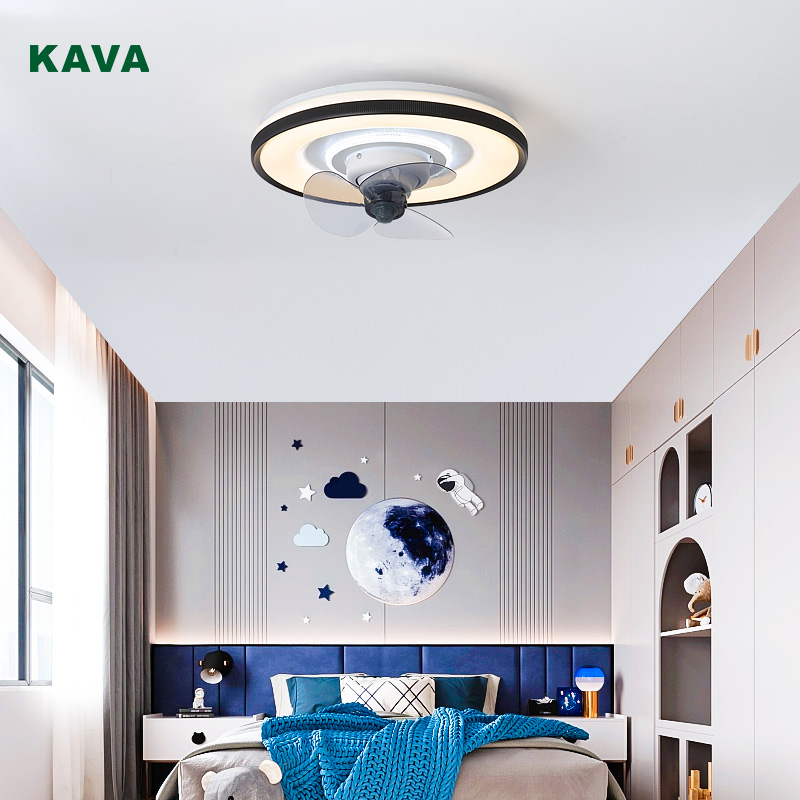 Best Price on Gold Bedside Lamp - Modern Integrated Ceiling Fan Light KCF-15-BK – KAVA