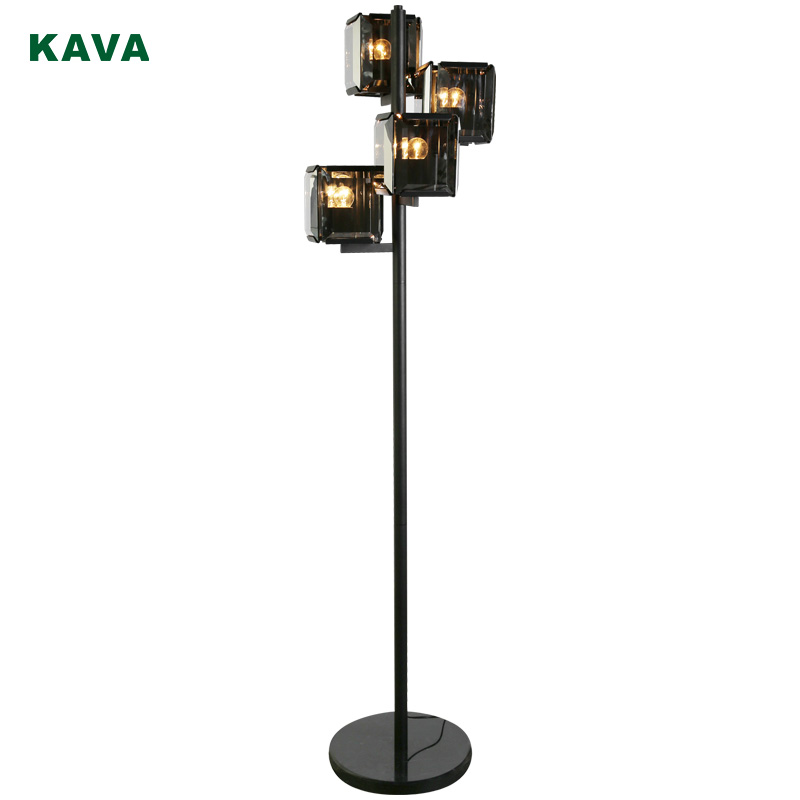 New Fashion Design for Led Floor Light - KAVA Modern Black Smoke Glass Floor Lamp 10490-4F – KAVA