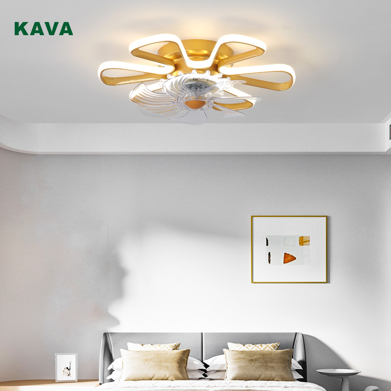 PriceList for Square Led Ceiling Light - LED 6 flower shape mobile smart APP control fan light KCF-11-GD – KAVA