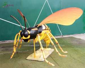 Black And Yellow Realistic Bee Model With Wings Flapping
