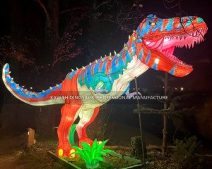 Colourful Huge T-Rex Lanterns With Movements Dinosaur Lantern Show China Factory Sale CL-2647