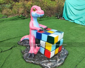 Fiberglass Dinosaurs Cube Cartoon Dinosaur Colourful Baby Dino Statue Park Display PA-2021