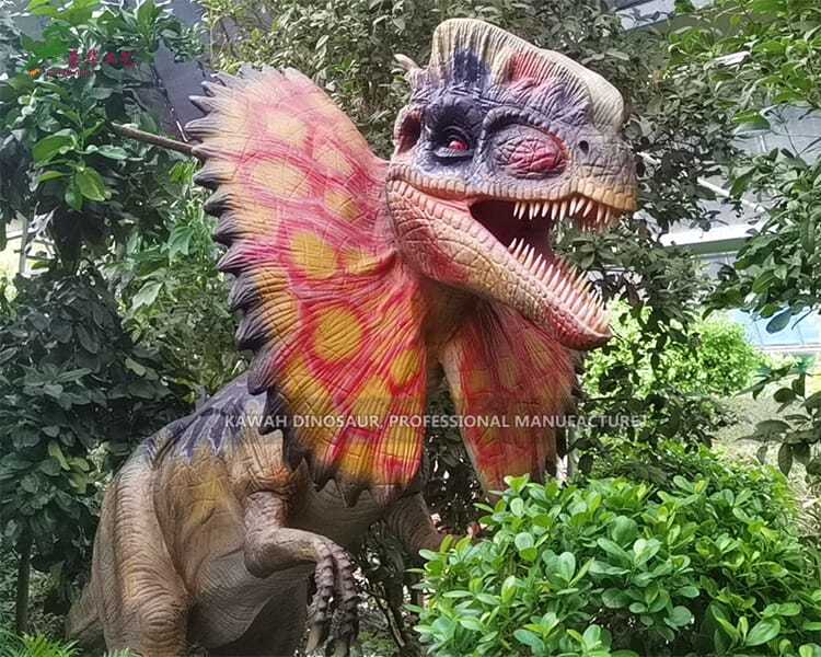 1 Jurassic Park Realistic Dinosaur Animatronic Dilophosaurus Giant Dinosaur Statue