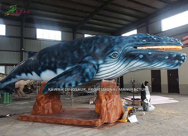 Realistic Giant Blue Whale Statue Customized Animatronic Marine Animals for Ocean Park Display AM-1652