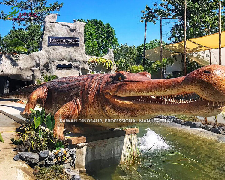 Realistic Giant Crocodile Statue Animatronic Animals Sarcosuchus Model Customized AA-1246