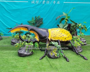 Realistic Insects Model Yellow And Black Dynastes Hercules Statue Supplier in China AI-1442