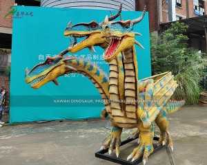 China Animatronic Lion Suppliers –  Realistic Three-Headed Animatronic Dragon Statue Customized  – KaWah