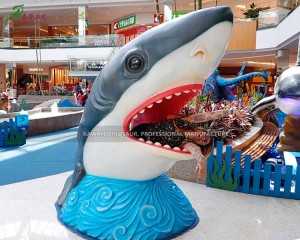 Animatronic Animals For Sale Suppliers –  Taking Photo Fiberglass Shark Head Statue for Kids  – KaWah