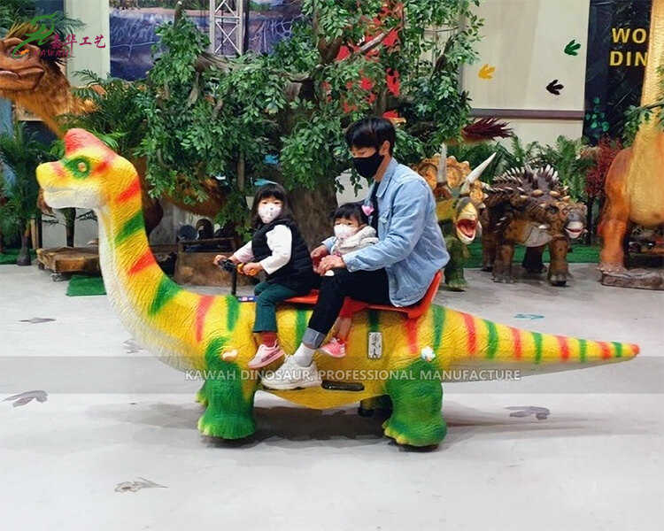 Coin Operated Indoor Kids Entertainment Equipment Brachiosaurus Electric Dinosaur Ride Double Seats ER-822