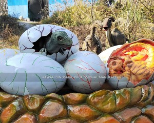 A Set Of Dinosaur Egg Customized Baby Dinosaurs And Eggs In Fiberglass Nest By Kawah Factory PA-1919